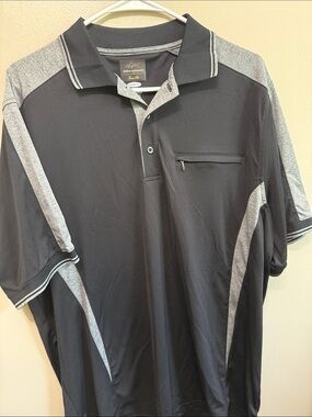 Greg Norman Collection Black Polo with Gray Accent Panels